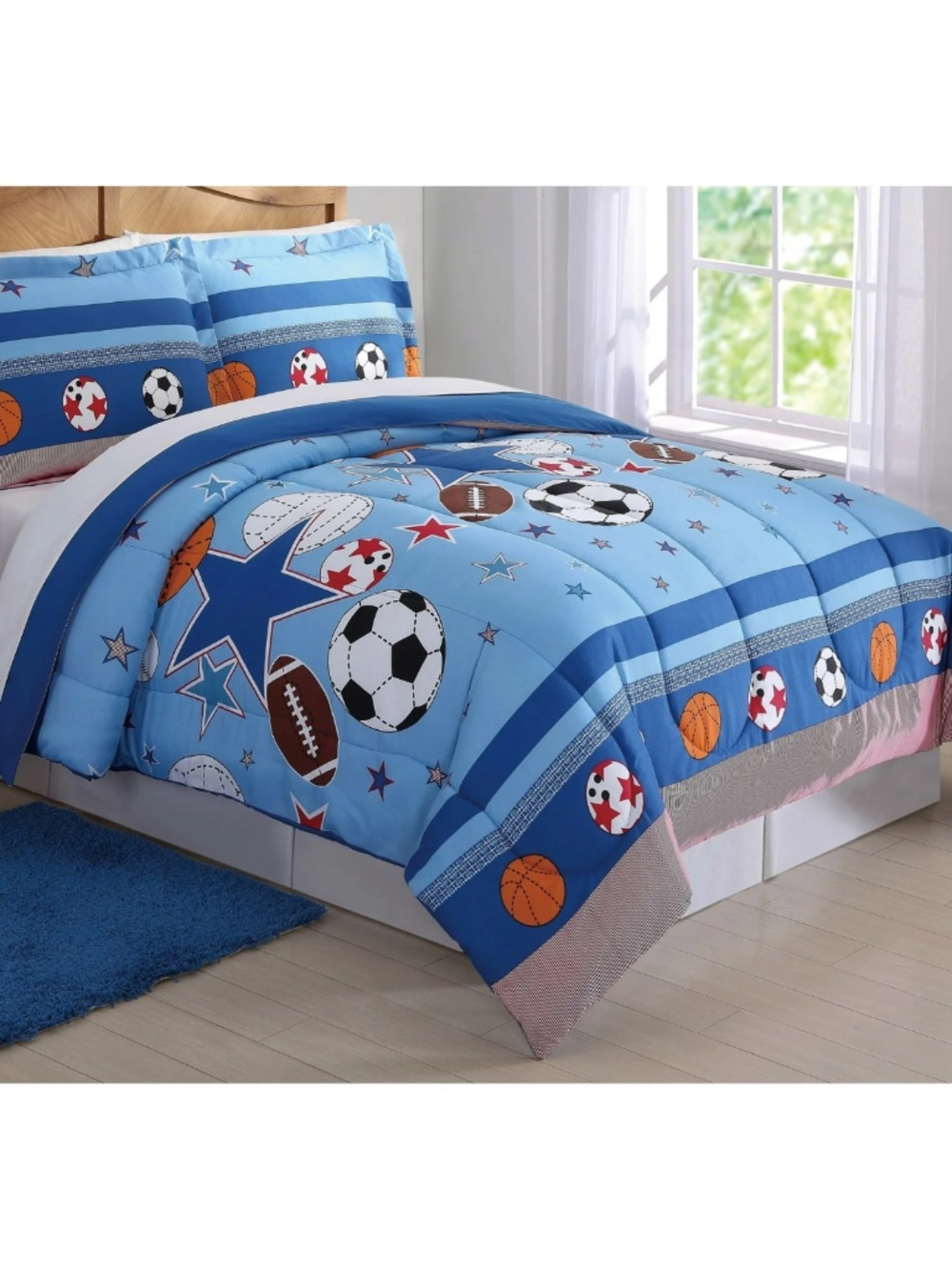 New My World Sports and Stars Comforter Set Twin 2 Piece Set Multicolor